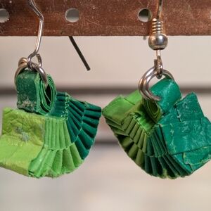 Handcraft Quilling Paper Earrings Green Spring Summer Christmad Jewelry